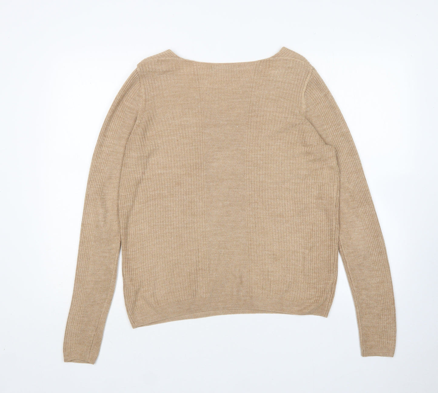 M&S Womens Brown V-Neck  Acrylic Pullover Jumper Size 12