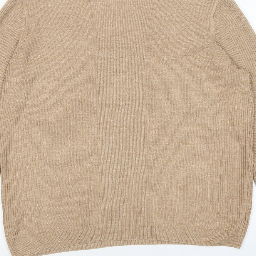 M&S Womens Brown V-Neck  Acrylic Pullover Jumper Size 12