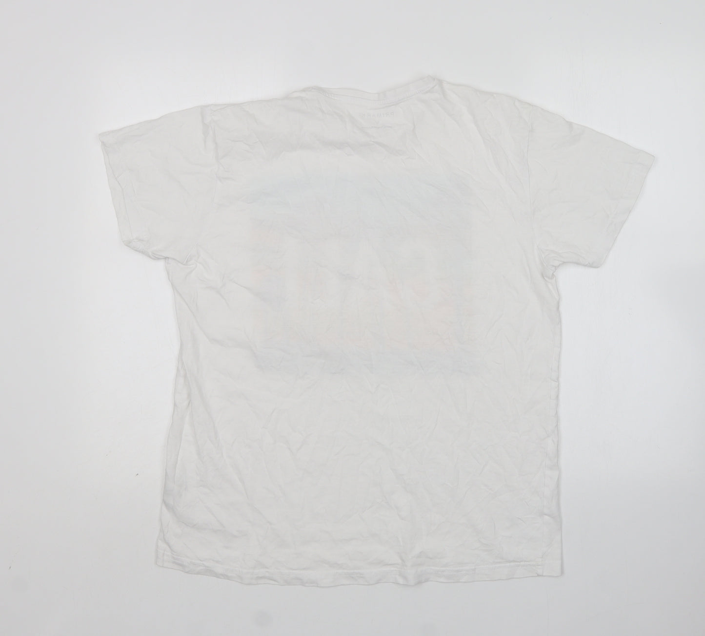 Primark Mens White  Cotton  T-Shirt Size L Round Neck