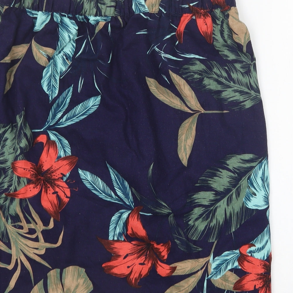 Peacocks Womens Multicoloured Floral Linen Straight & Pencil Skirt Size 12