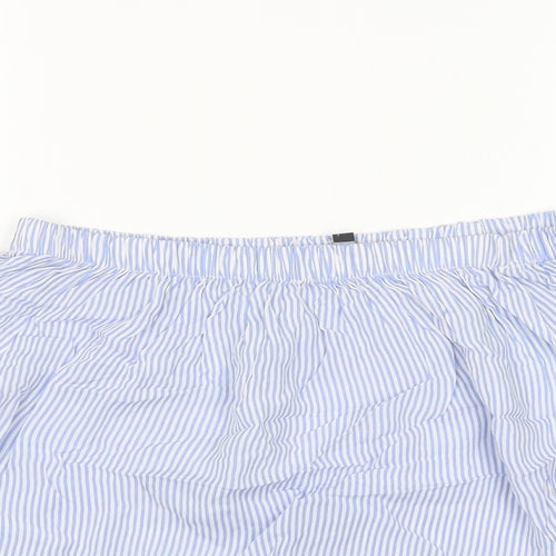 Boohoo Womens Multicoloured Striped Viscose Basic Blouse Size 8 Boat Neck