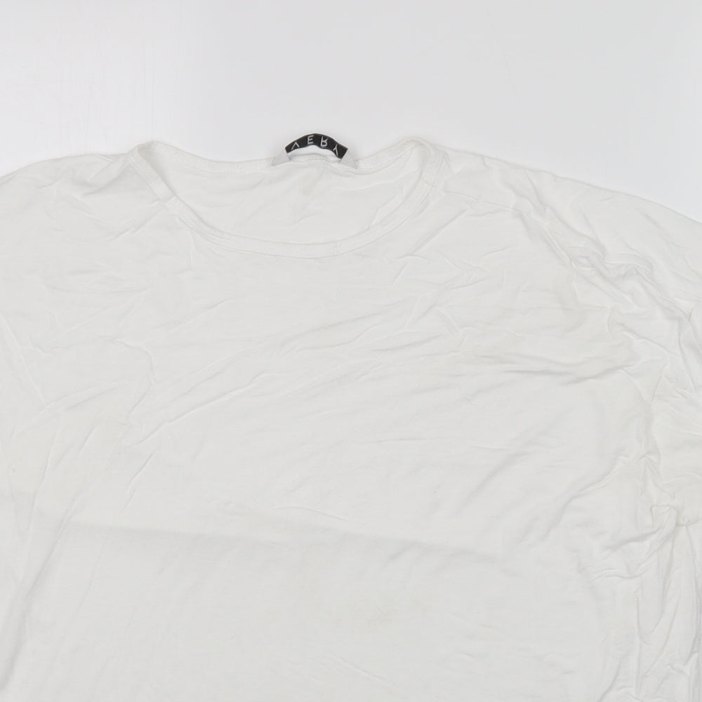 Very Womens White  Viscose Basic T-Shirt Size 14 Round Neck
