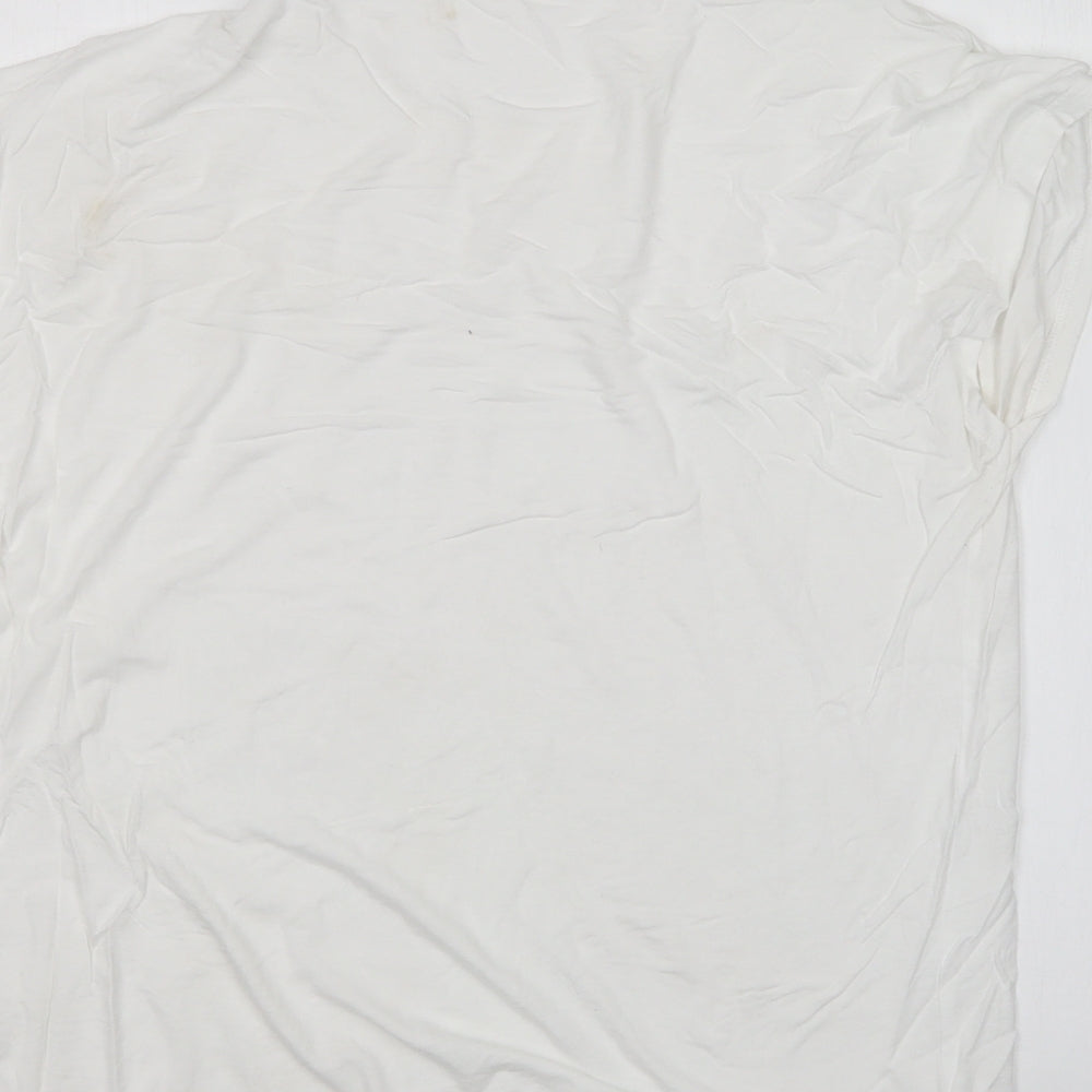 Very Womens White  Viscose Basic T-Shirt Size 14 Round Neck