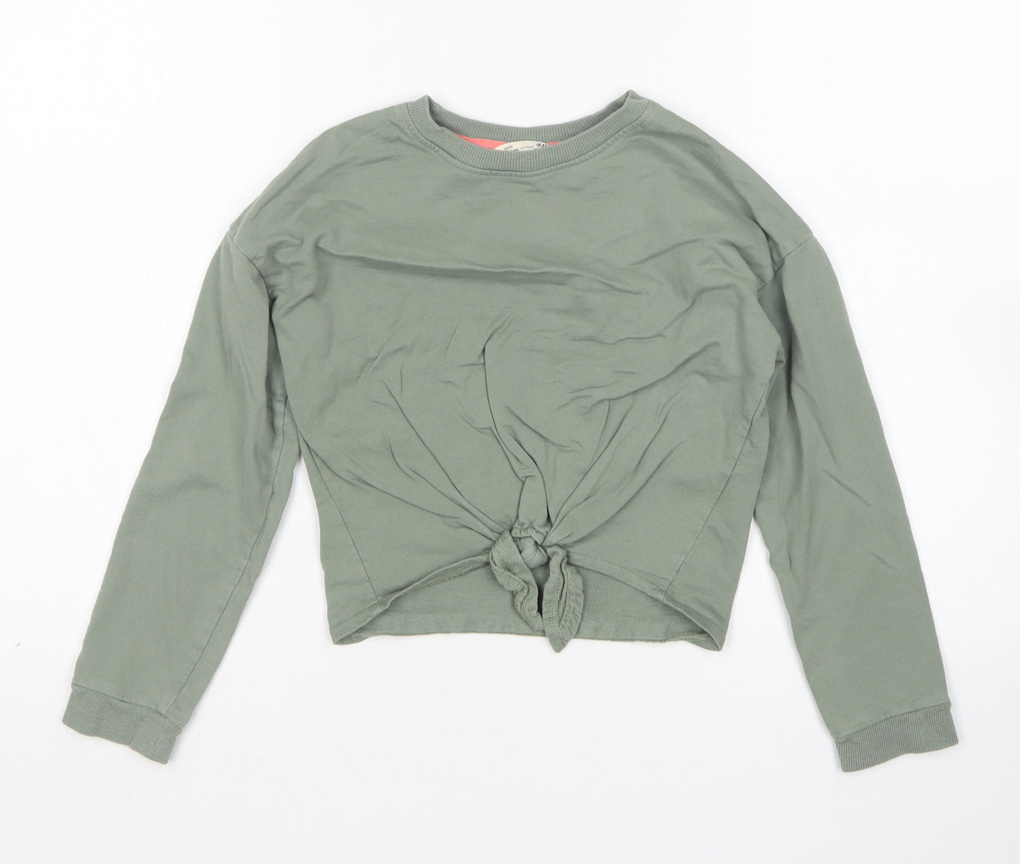 H&M Girls Green  Cotton Pullover Sweatshirt Size 9-10 Years