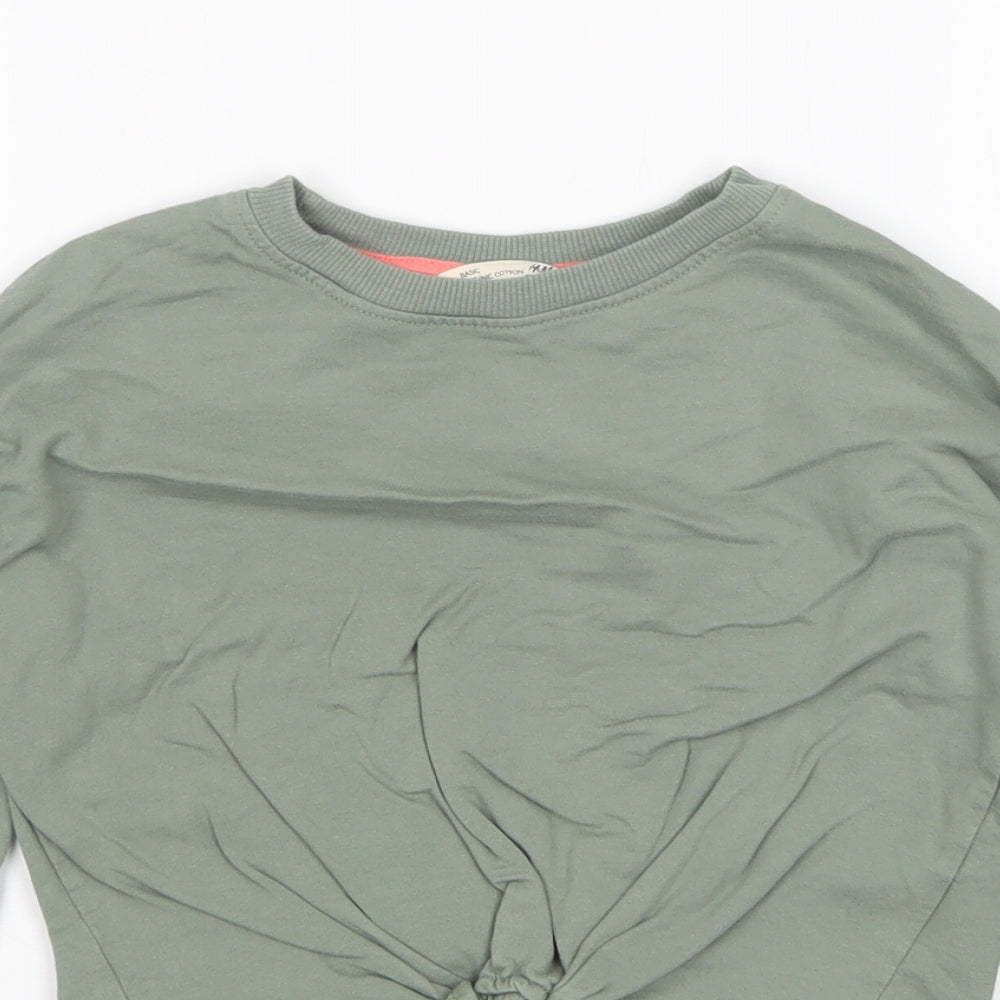 H&M Girls Green  Cotton Pullover Sweatshirt Size 9-10 Years