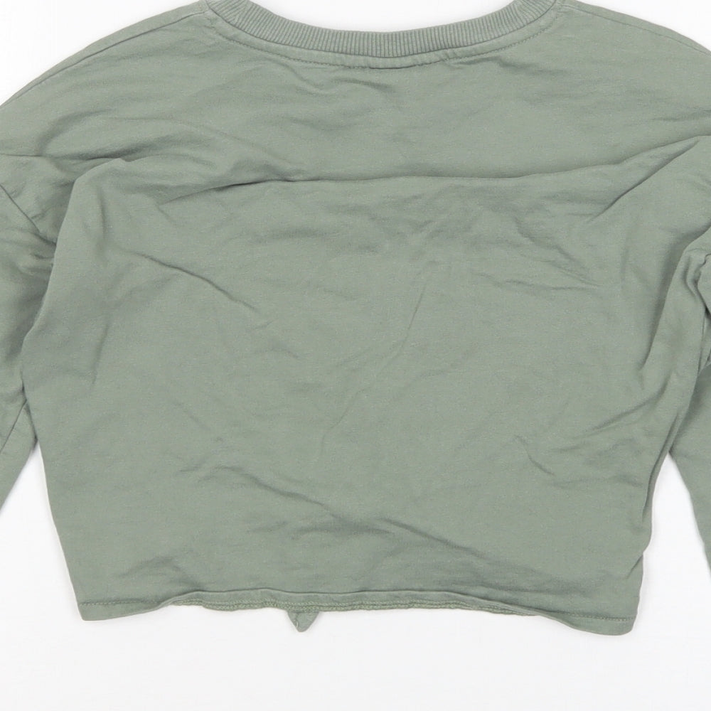 H&M Girls Green  Cotton Pullover Sweatshirt Size 9-10 Years