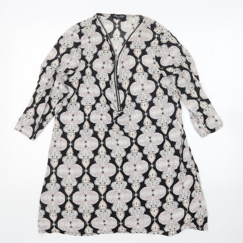 Best Lide Womens Multicoloured Paisley Cotton A-Line  Size L  V-Neck