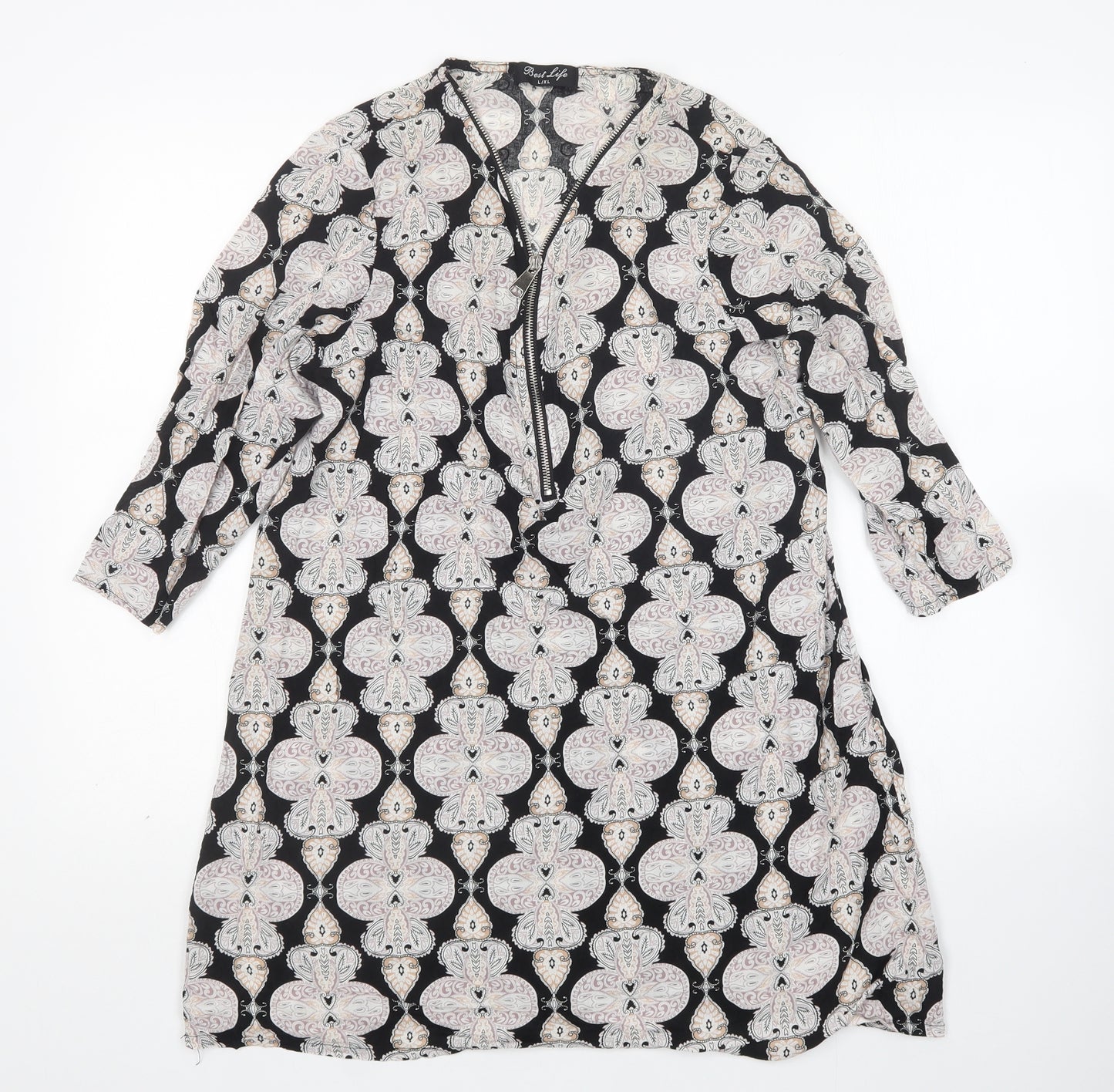 Best Lide Womens Multicoloured Paisley Cotton A-Line  Size L  V-Neck