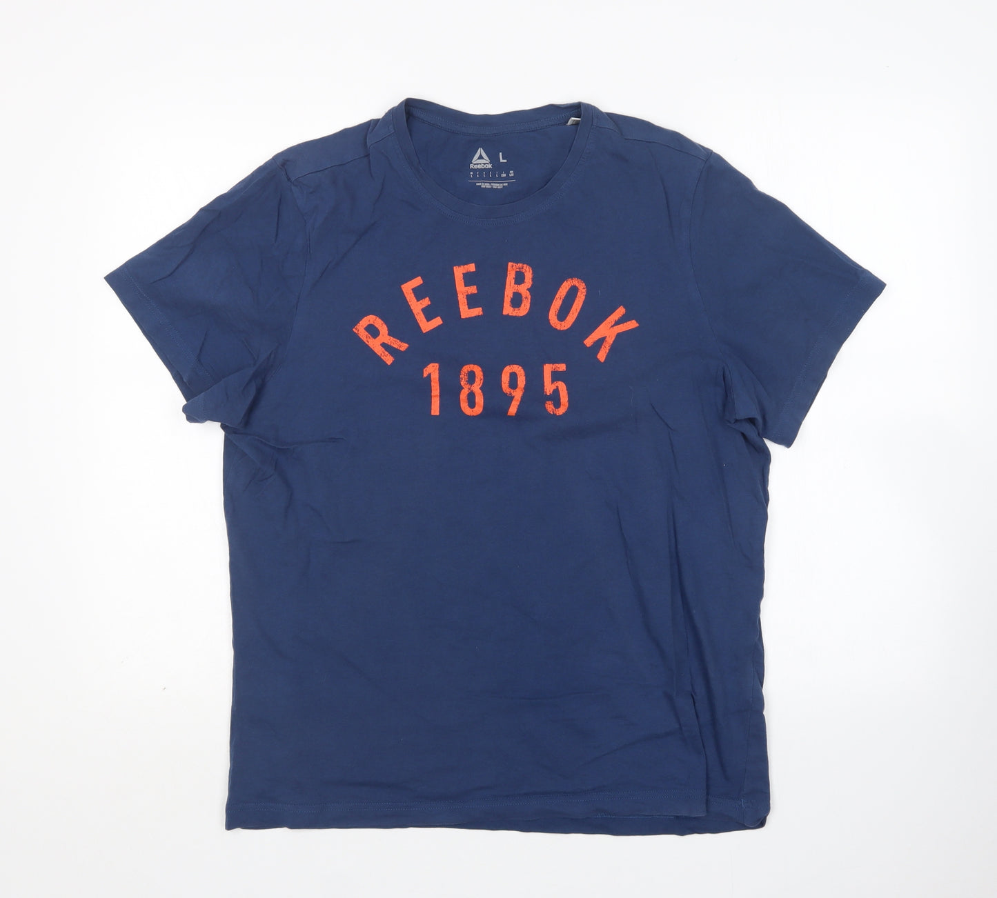 Reebok Mens Blue  Cotton  T-Shirt Size L Round Neck