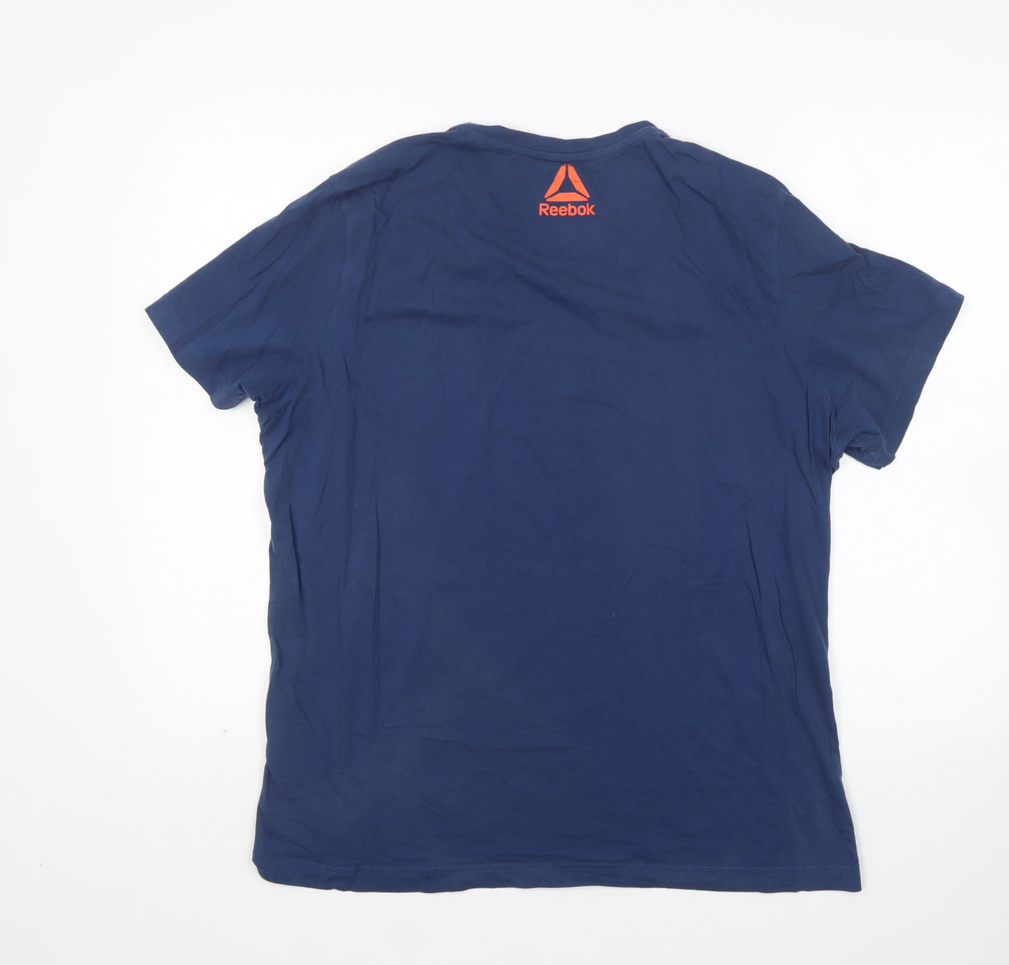 Reebok Mens Blue  Cotton  T-Shirt Size L Round Neck