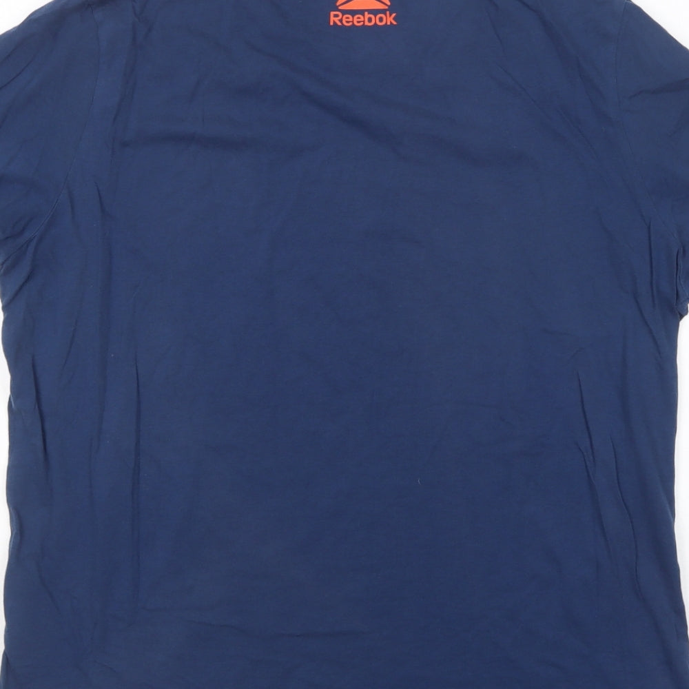 Reebok Mens Blue  Cotton  T-Shirt Size L Round Neck