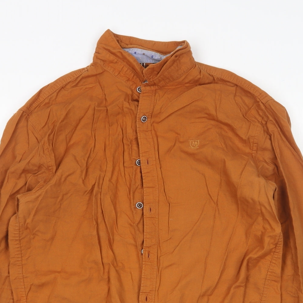 Massimo Dutti  Mens Brown    Button-Up Size M Collared