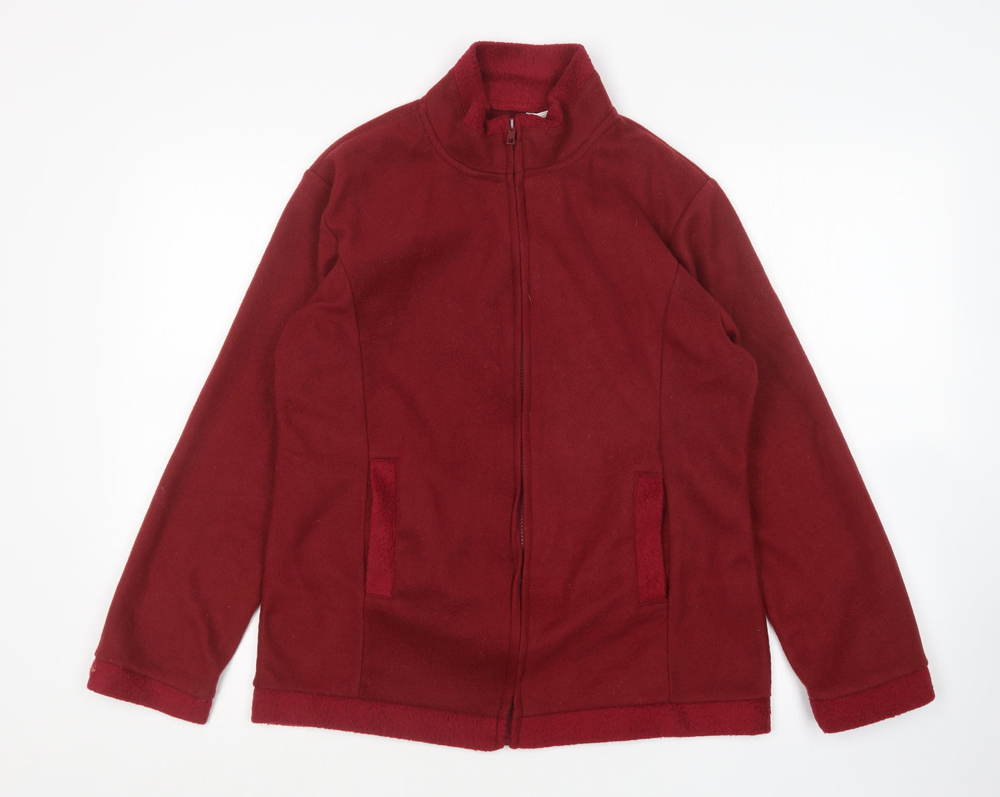 Anne De Lancay Womens Red Mock Neck  Polyester Full Zip Jumper Size 10