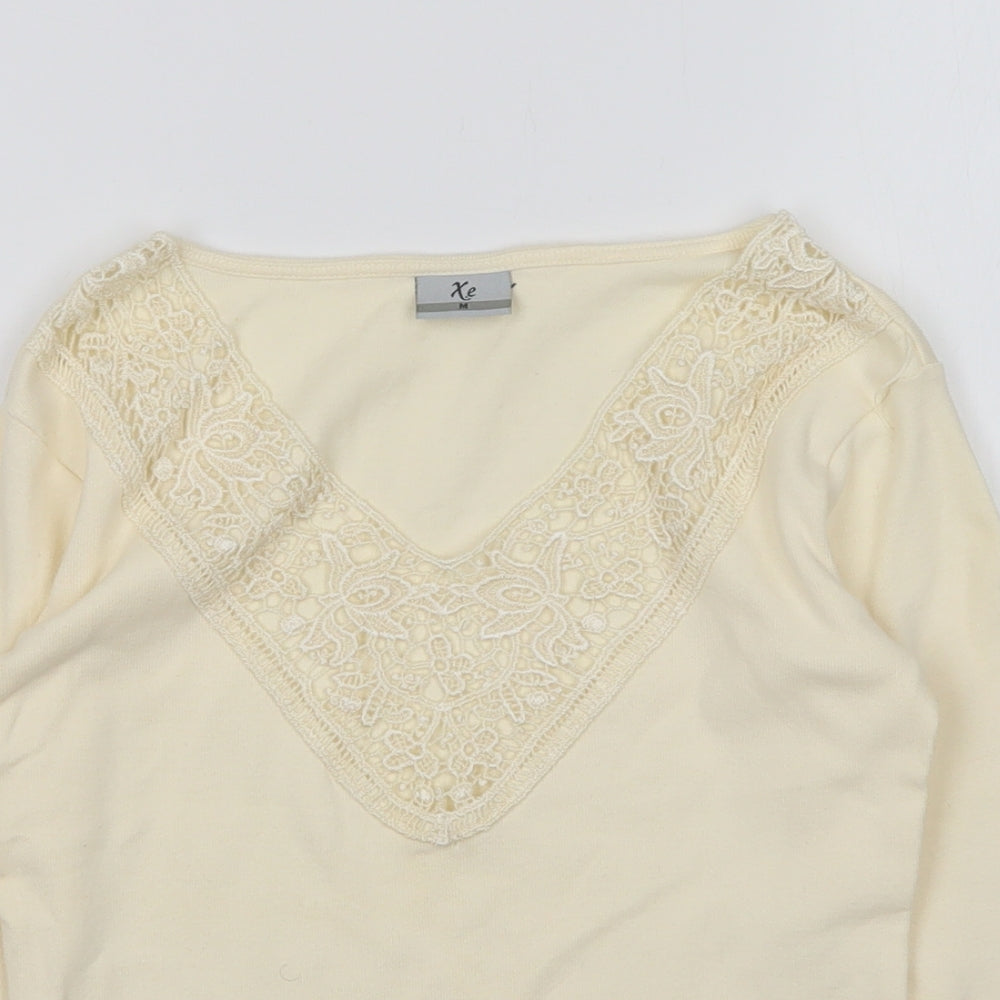 Xe Womens Ivory V-Neck   Pullover Jumper Size M