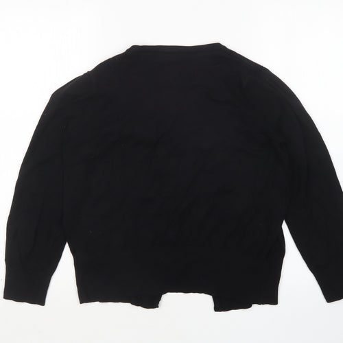M&S Womens Black Round Neck  Viscose Cardigan Jumper Size 16