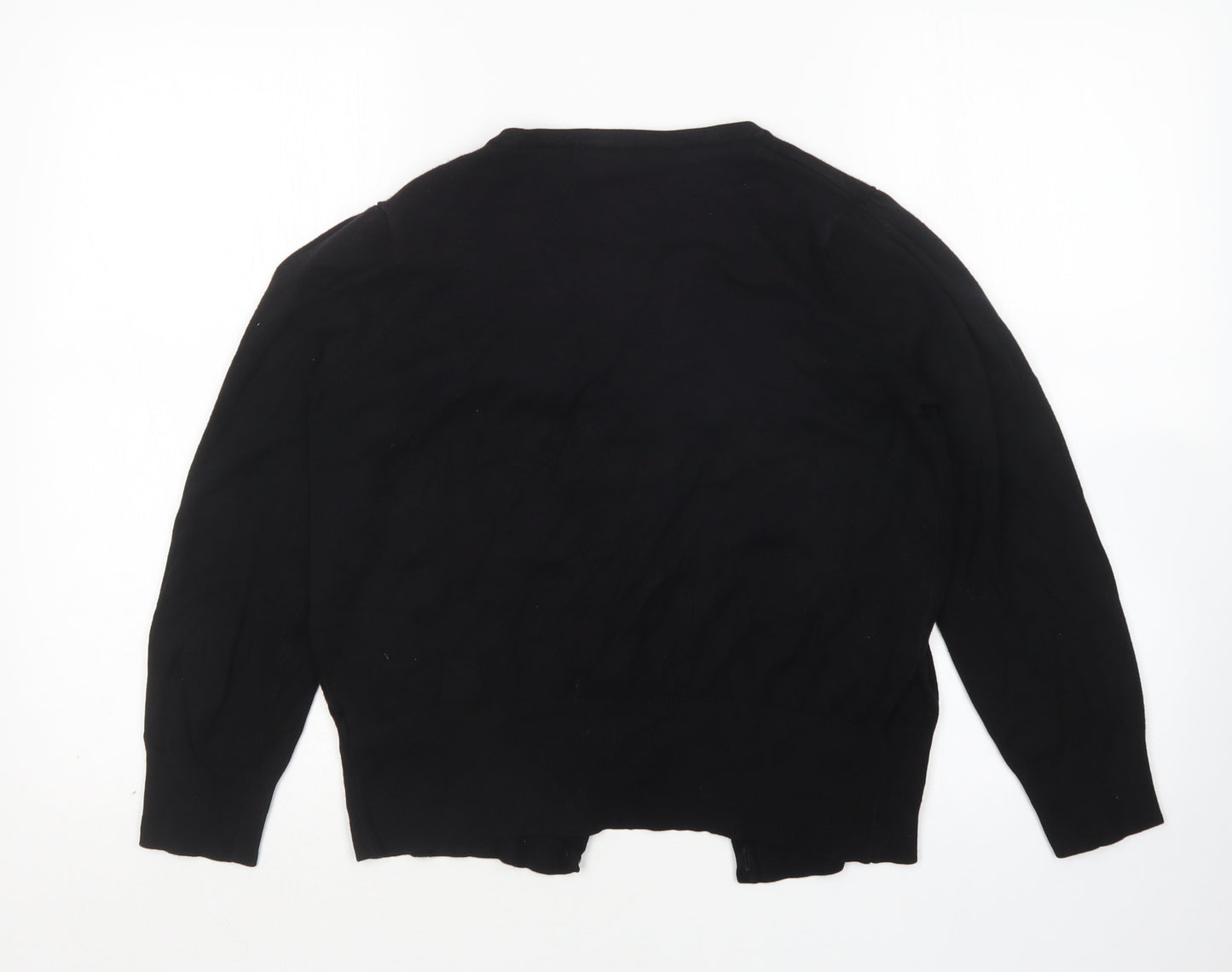 M&S Womens Black Round Neck  Viscose Cardigan Jumper Size 16