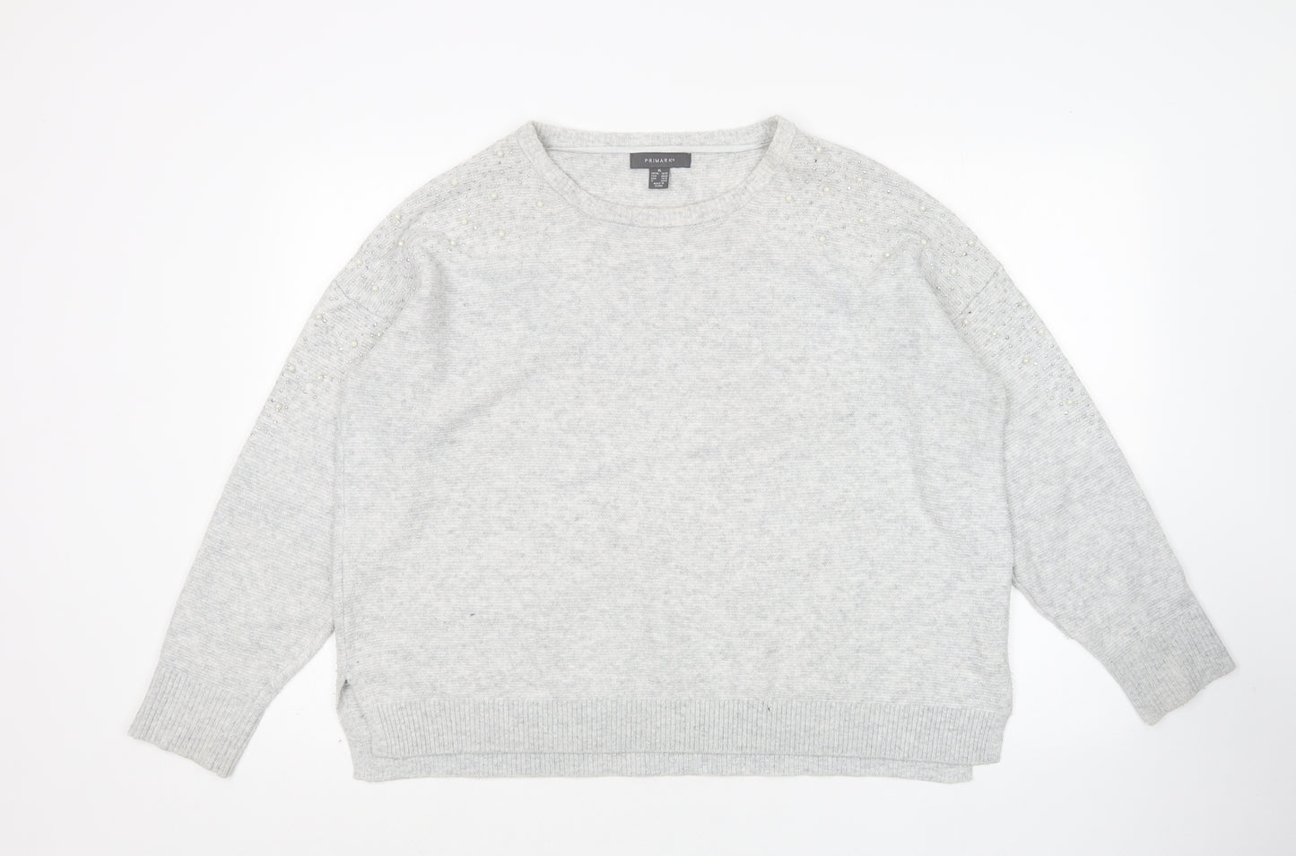 Primark Womens Grey Round Neck  Acrylic Pullover Jumper Size XL