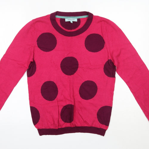 Dickens & Jones Womens Pink Round Neck Polka Dot Nylon Pullover Jumper Size M