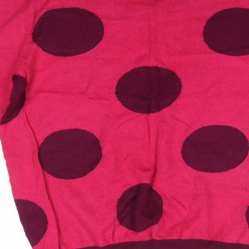 Dickens & Jones Womens Pink Round Neck Polka Dot Nylon Pullover Jumper Size M