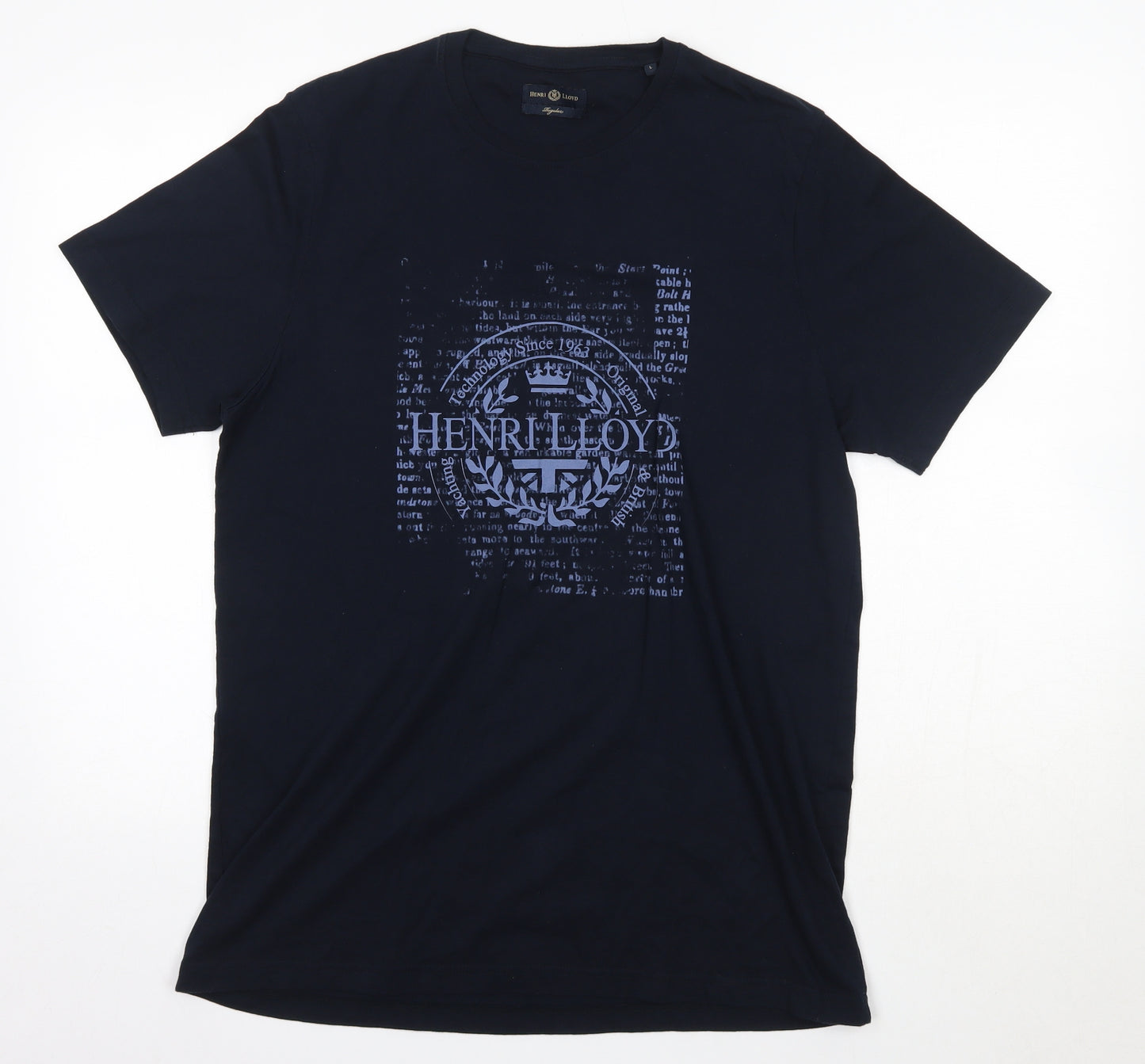 Henri Lloyd Mens Blue  Cotton  T-Shirt Size L Round Neck