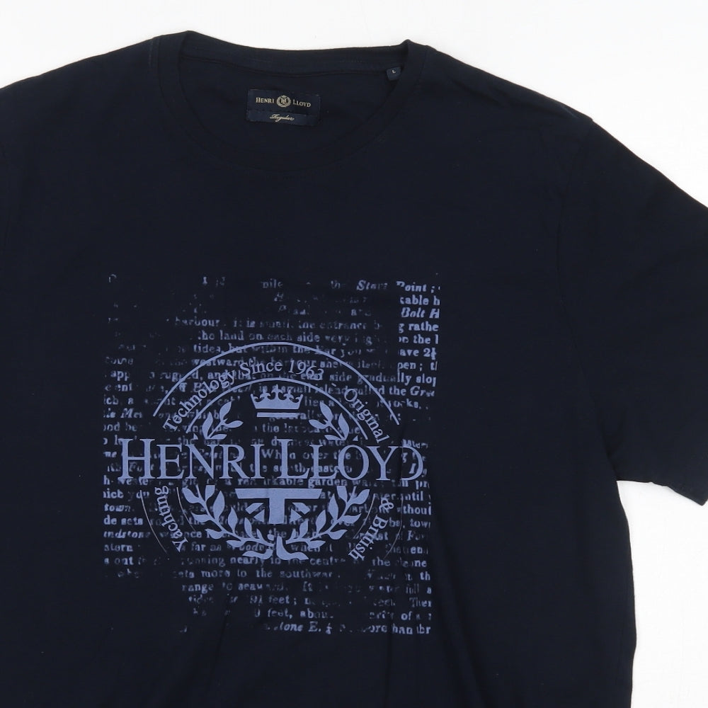 Henri Lloyd Mens Blue  Cotton  T-Shirt Size L Round Neck