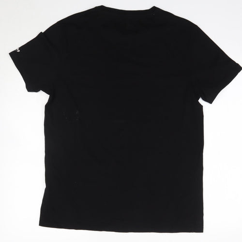 Firetrap Mens Black  Cotton  T-Shirt Size L Round Neck