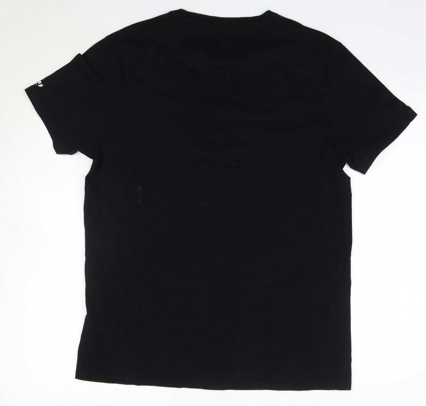 Firetrap Mens Black  Cotton  T-Shirt Size L Round Neck
