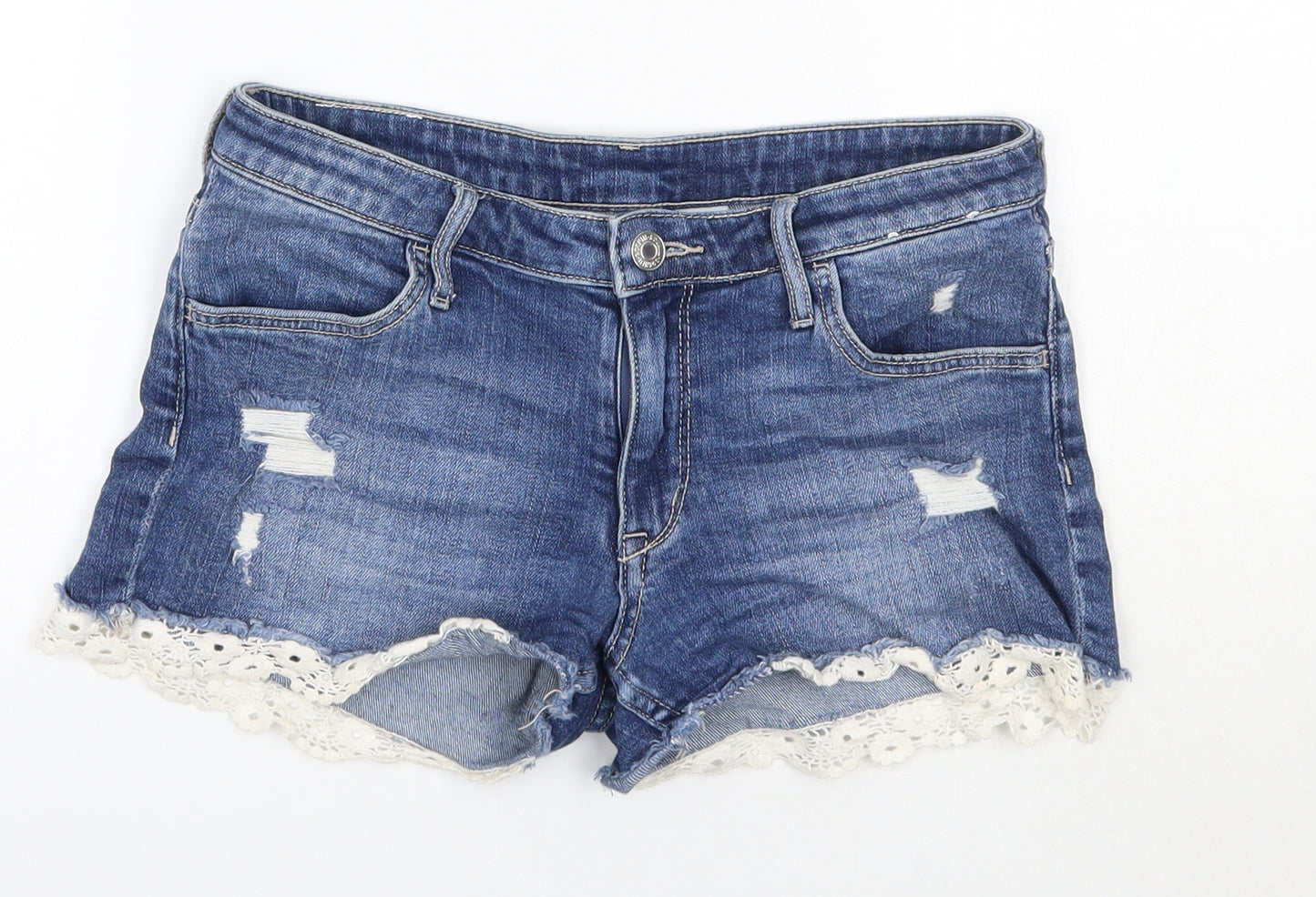H&M Girls Blue  Cotton Boyfriend Shorts Size 13 Years  Regular
