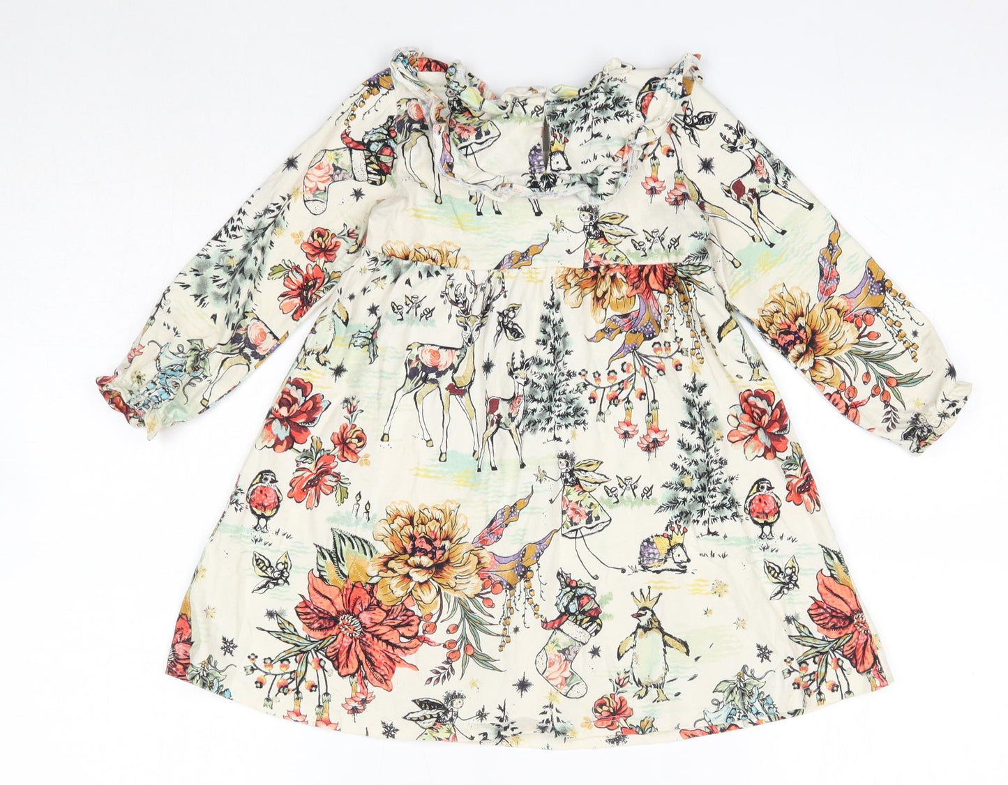 NEXT Girls Multicoloured  100% Cotton A-Line  Size 2-3 Years  Round Neck