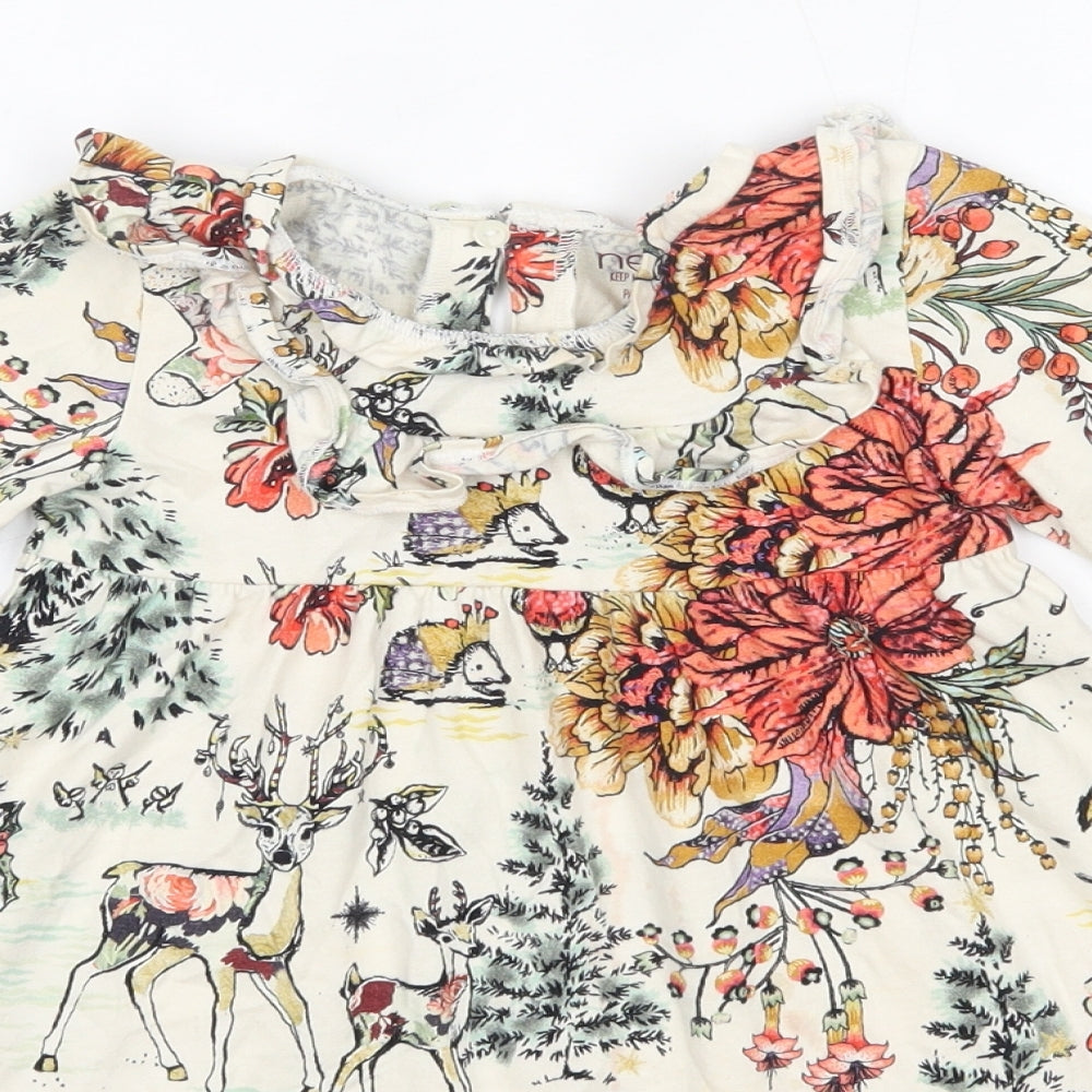 NEXT Girls Multicoloured  100% Cotton A-Line  Size 2-3 Years  Round Neck