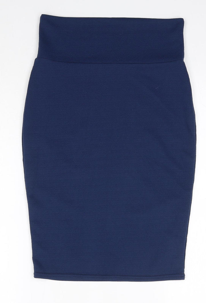 Urban Coco Womens Blue  Polyester Straight & Pencil Skirt Size S