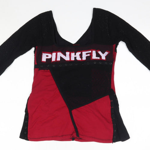 Pink Fly Womens Multicoloured  Cotton Basic Blouse Size M V-Neck