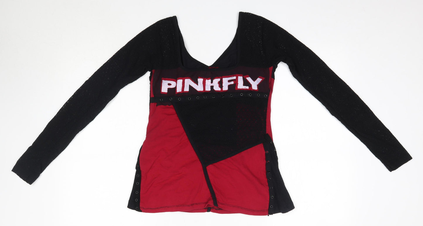 Pink Fly Womens Multicoloured  Cotton Basic Blouse Size M V-Neck