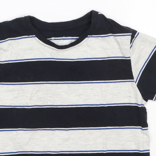 Primark Boys Multicoloured Striped 100% Cotton Basic T-Shirt Size 5-6 Years Round Neck