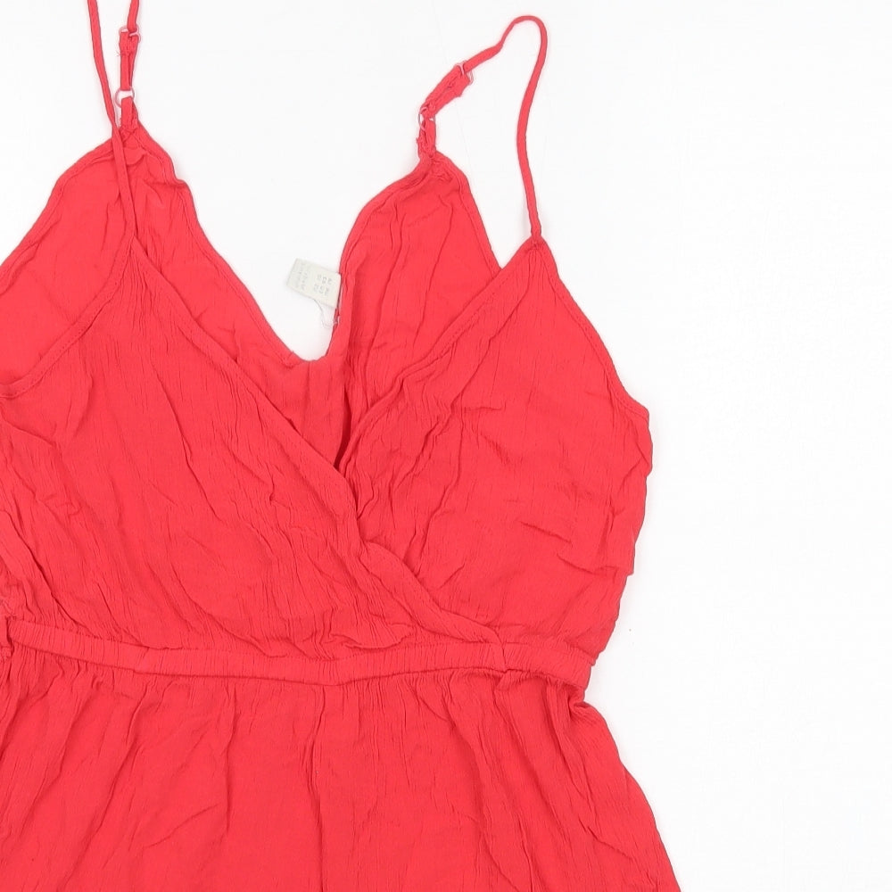 ASOS Womens Red  Viscose Playsuit One-Piece Size 14