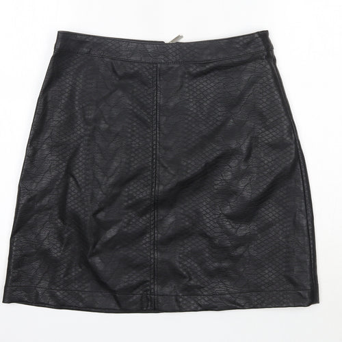 F&F Womens Black  Polyurethane A-Line Skirt Size 8