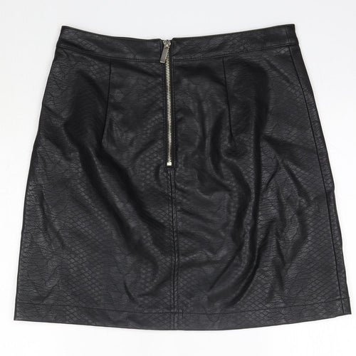 F&F Womens Black  Polyurethane A-Line Skirt Size 8