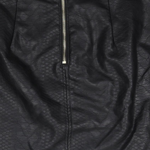 F&F Womens Black  Polyurethane A-Line Skirt Size 8
