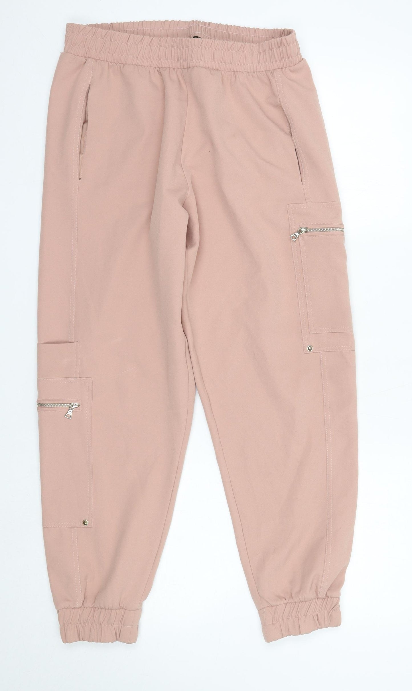 Zara Womens Pink  Polyester Jogger Trousers Size M L26 in Regular