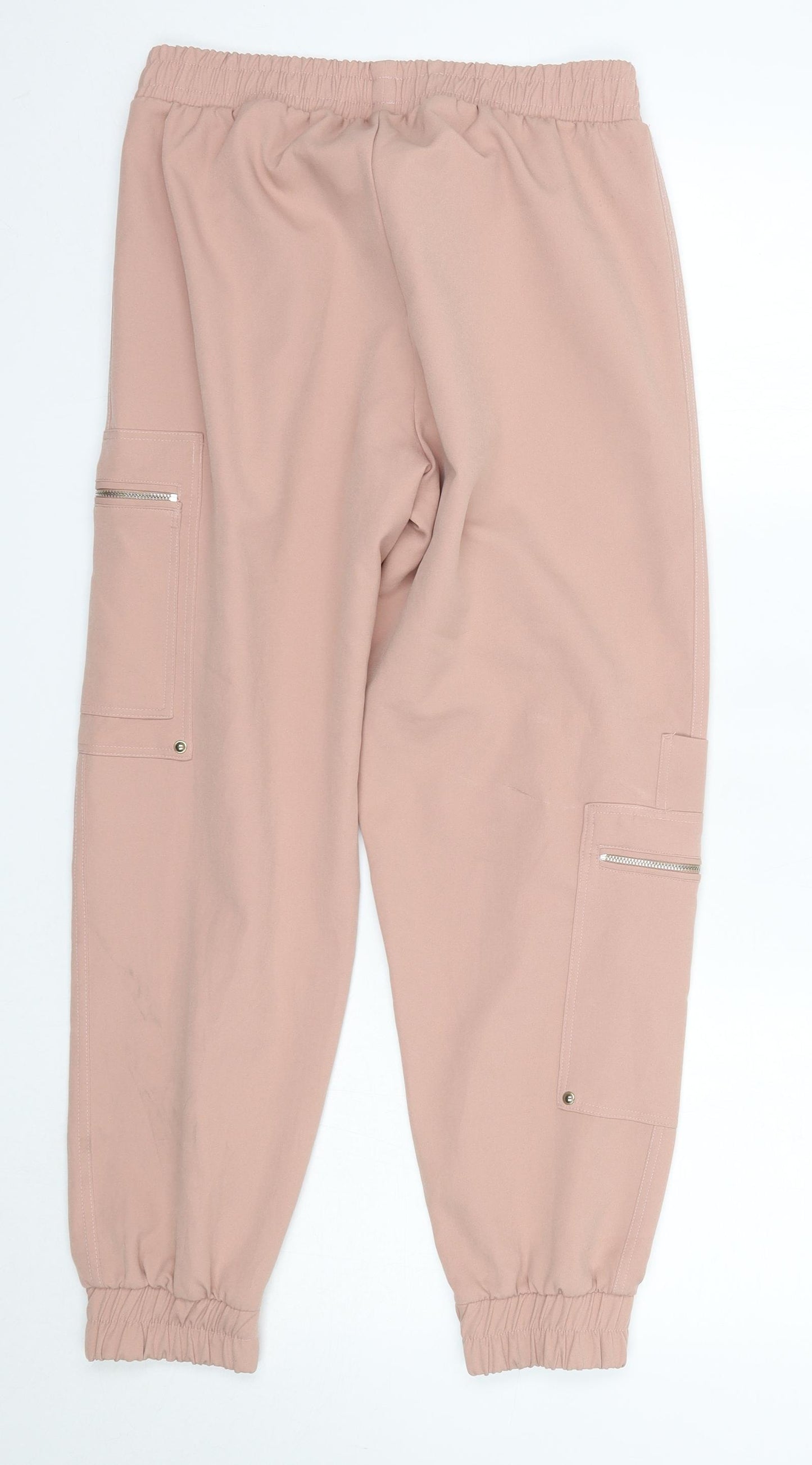 Zara Womens Pink  Polyester Jogger Trousers Size M L26 in Regular