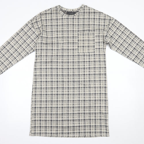 Primark Womens Multicoloured Check Polyester T-Shirt Dress  Size 10  Round Neck