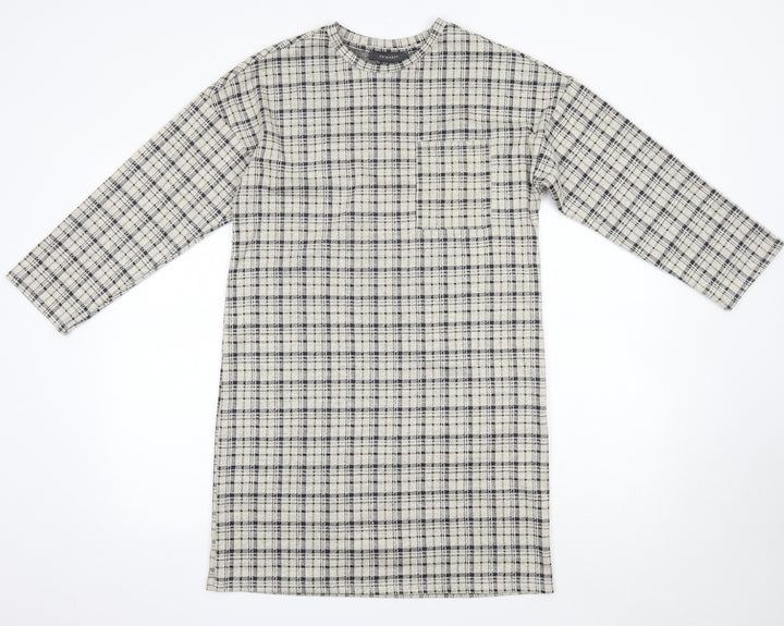 Primark Womens Multicoloured Check Polyester T-Shirt Dress Size 10 Round Neck