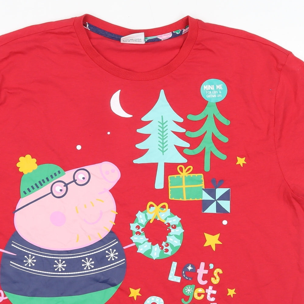 Matalan Mens Multicoloured  Cotton  T-Shirt Size L Round Neck  - Peppa Pig Christmas