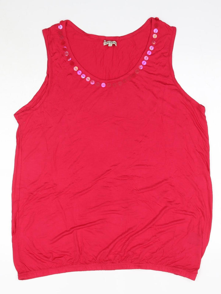 Tommy & Kate Womens Pink  Viscose Basic Blouse Size 20 Round Neck
