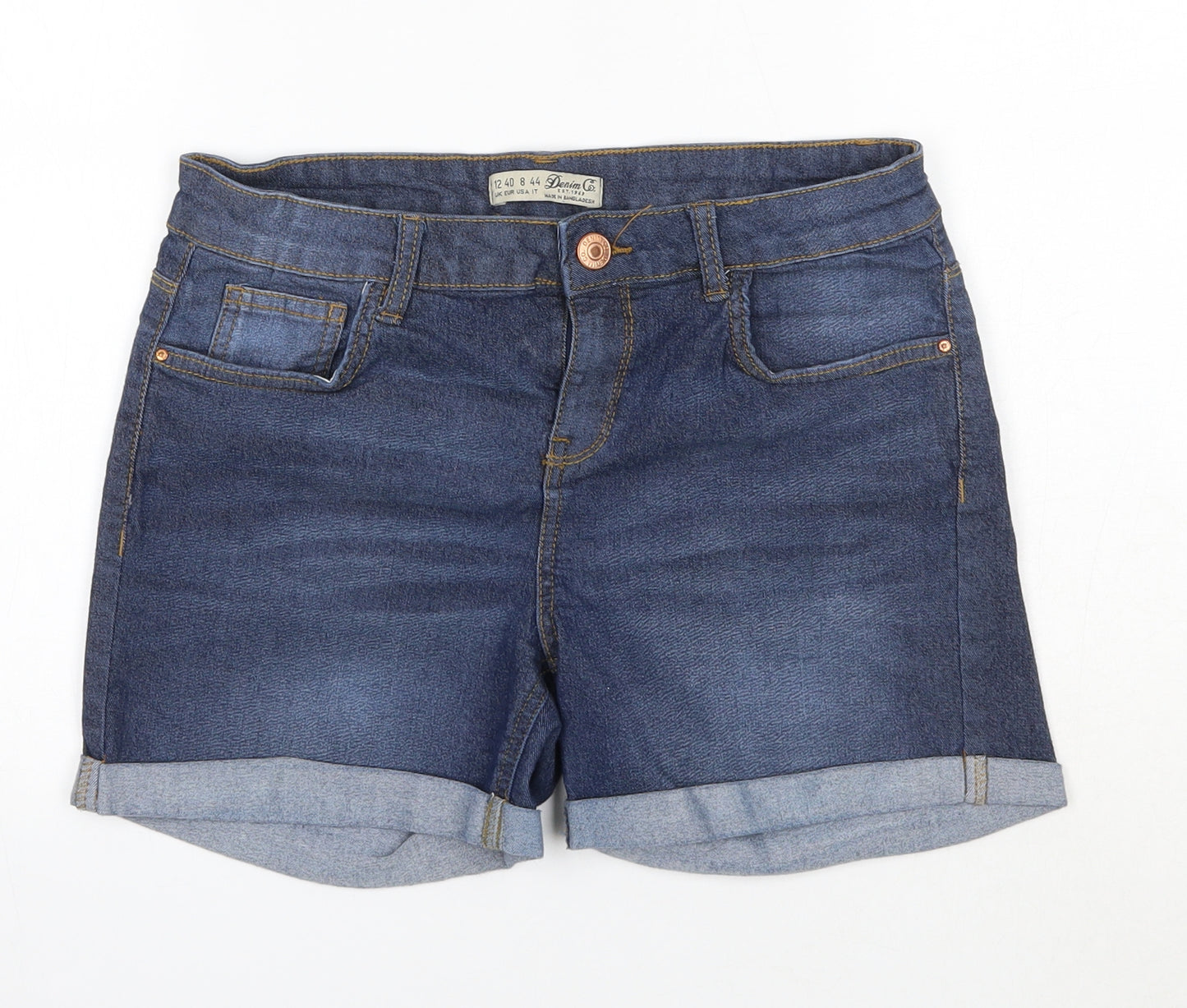 Primark Womens Blue  Cotton Boyfriend Shorts Size 12  Regular