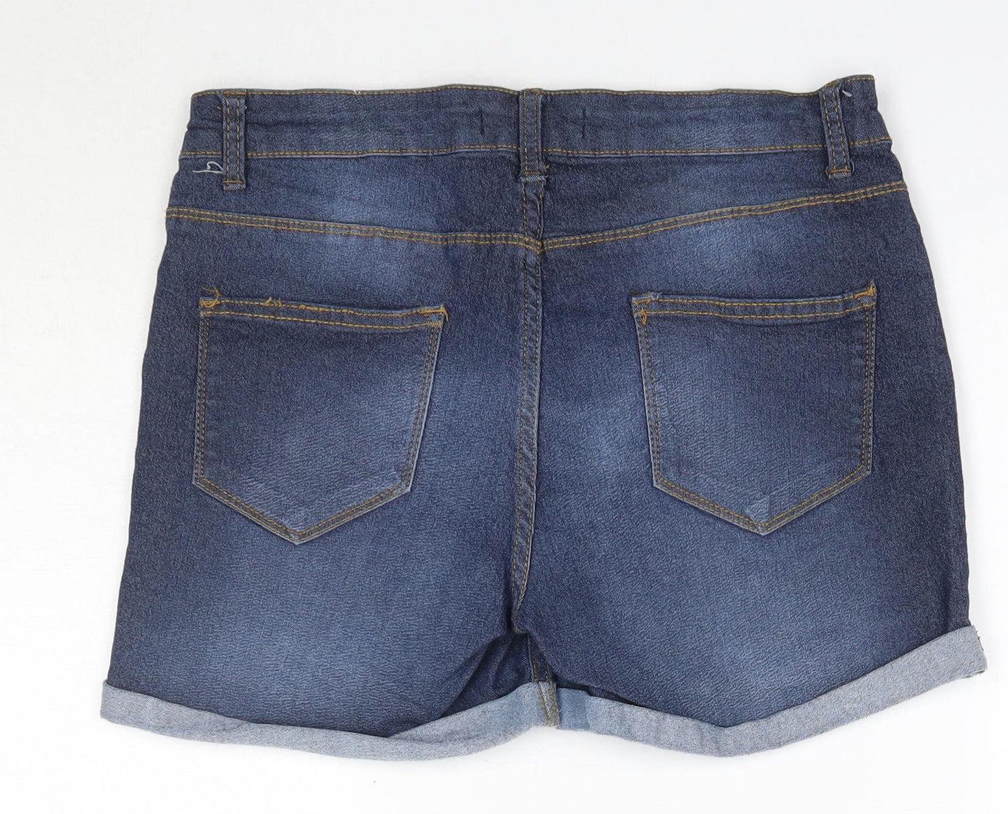 Primark Womens Blue  Cotton Boyfriend Shorts Size 12  Regular