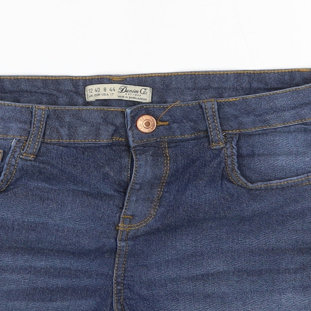 Primark Womens Blue  Cotton Boyfriend Shorts Size 12  Regular