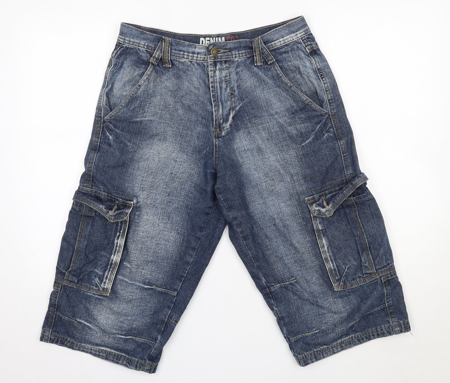 Primark Mens Blue  Cotton Cargo Shorts Size 30 in L16 in Regular
