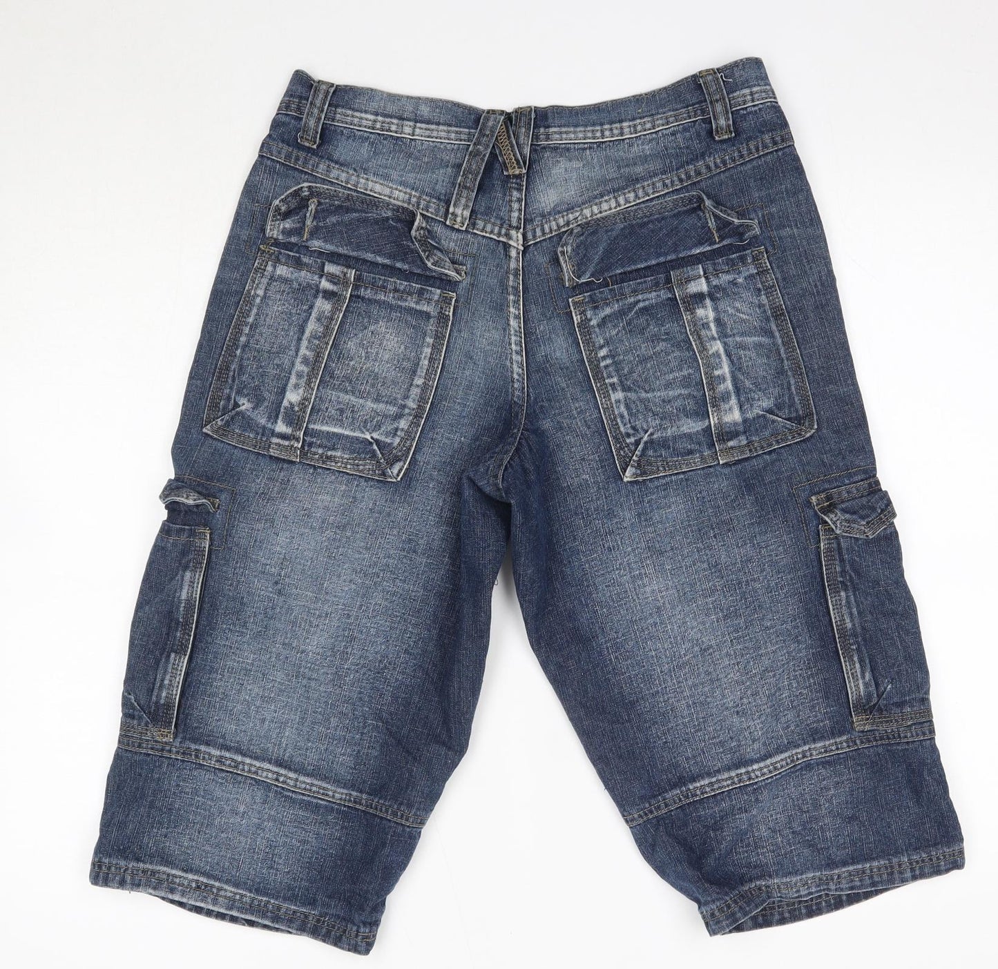 Primark Mens Blue  Cotton Cargo Shorts Size 30 in L16 in Regular