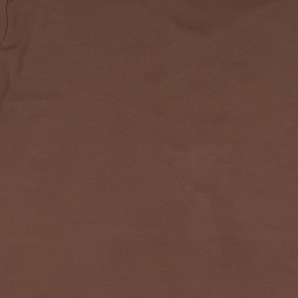 M&S Womens Brown  Cotton Basic Blouse Size 2XL Round Neck - Frill Detail Bohemian